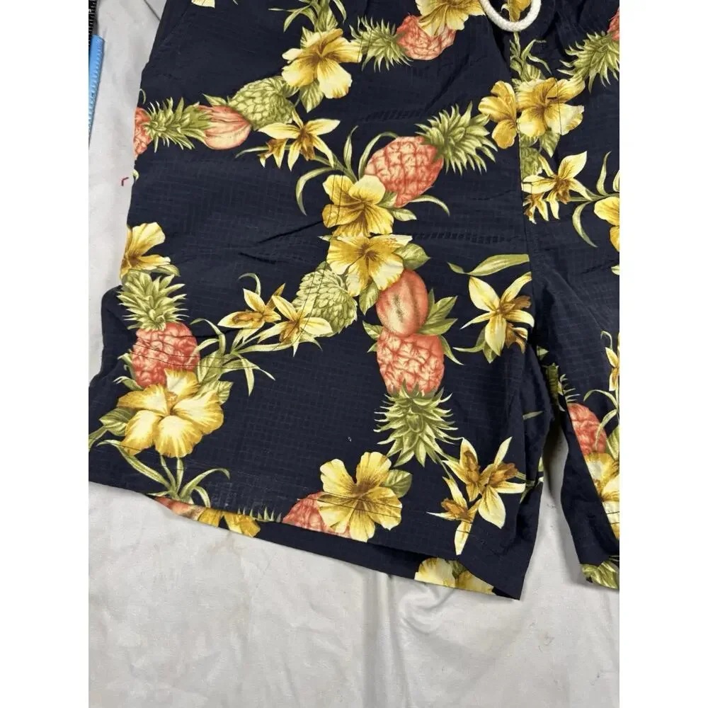 Tommy Bahama Pineapple Floral Swim Trunks Board Shorts Men’s XL Blue Hawaiian